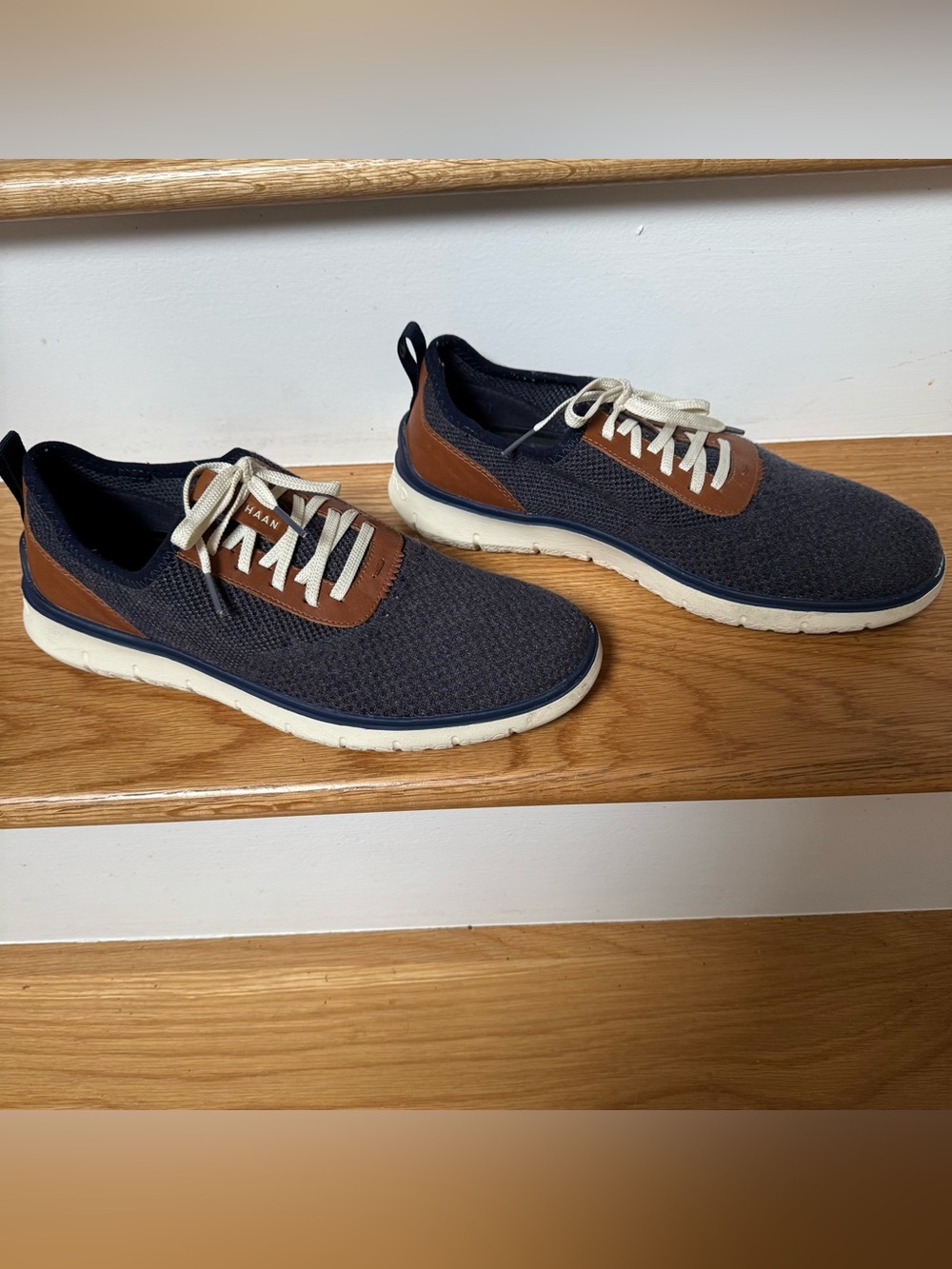 Cole Haan Zerogrand Shoes Mens 10M Blue Knit Oxford Grand Dress Sneakers